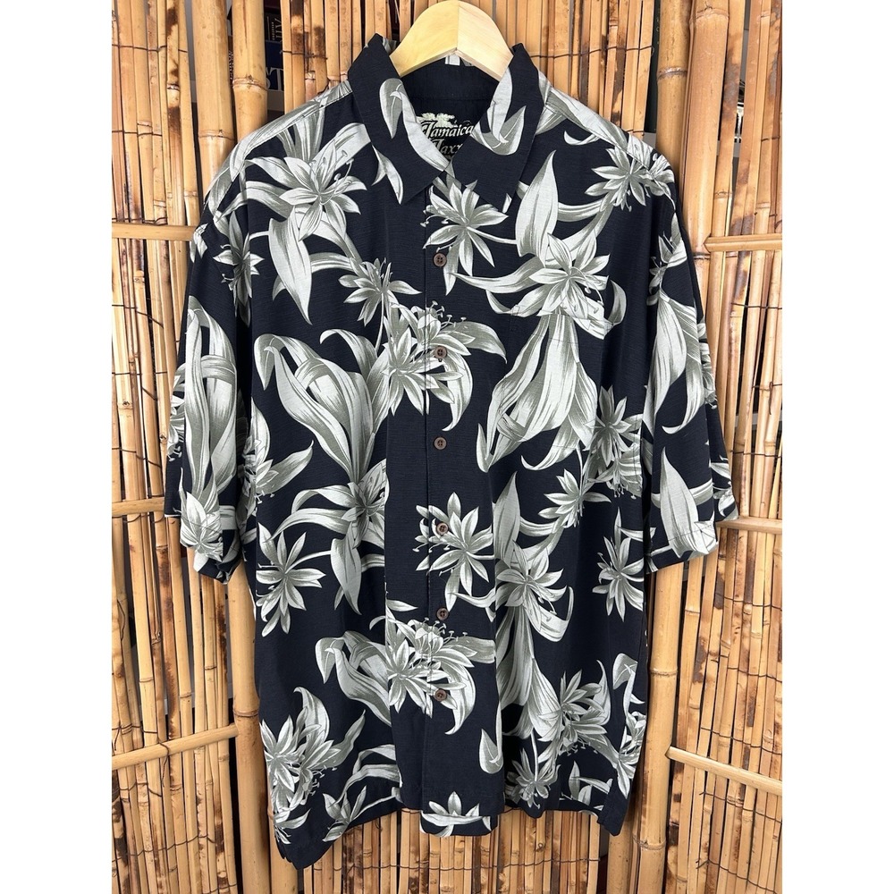 Jamaica Jaxx 100% Silk Hawaiian Tropical Short Sleeve‎ Shirt Button Up Size 2XL